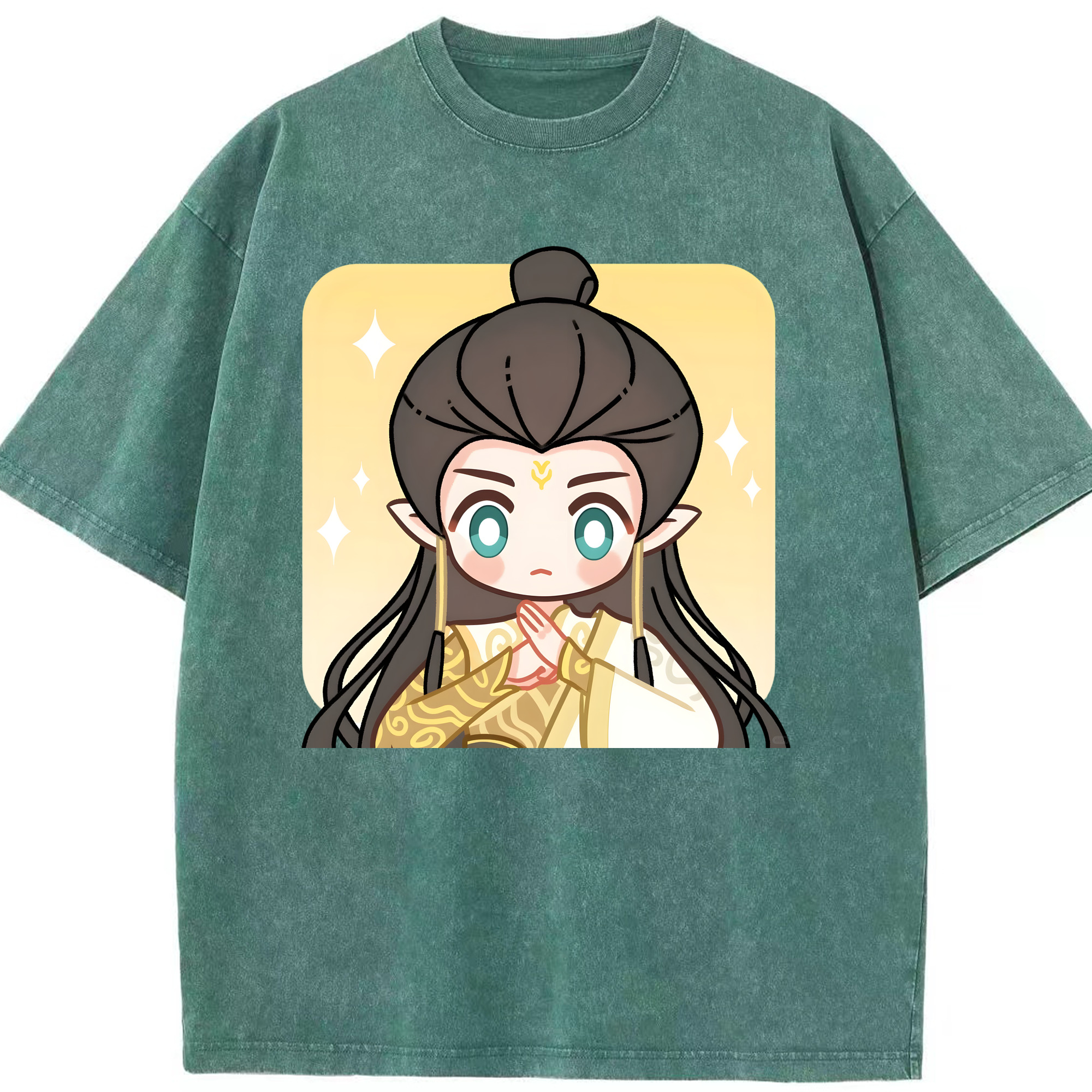 （画像用） Ne Zha 2 ナタ 魔童の大暴れ 綿100% ヴィンテージ風 半袖Tシャツ（フロントプリント）